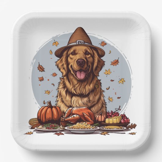 Thanksgiving Golden Retriever Papieren Bordje (Voorkant)