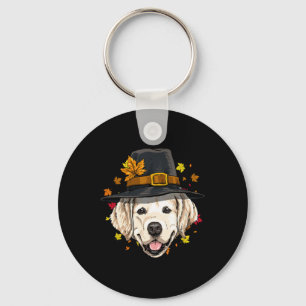 Thanksgiving Golden Retriever Pelgrim Turkije Dag  Sleutelhanger