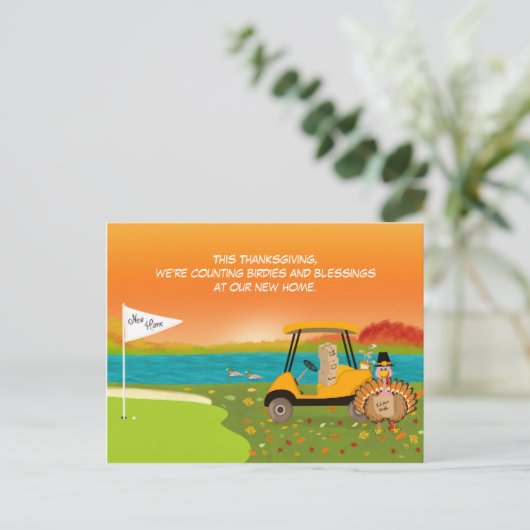 Thanksgiving Golf Cart With Moving Boxes  Feestdagenkaart (Staand voorkant)