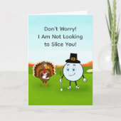 Thanksgiving Golf met Turkije & Golfbal Kaart (Voorkant)