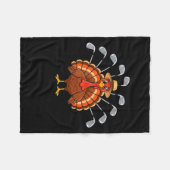 Thanksgiving Golf Turkey Funny Turkey Day Golf Cli Fleece Deken (Voorkant (Horizontaal))