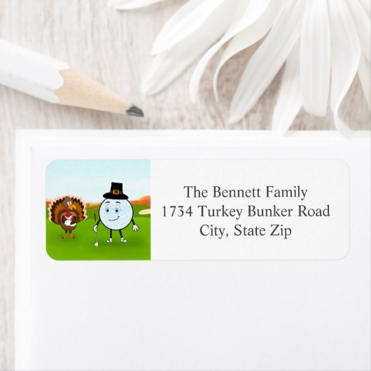 Thanksgiving Golf with Turkey & Golf Ball Etiket (Insitu)