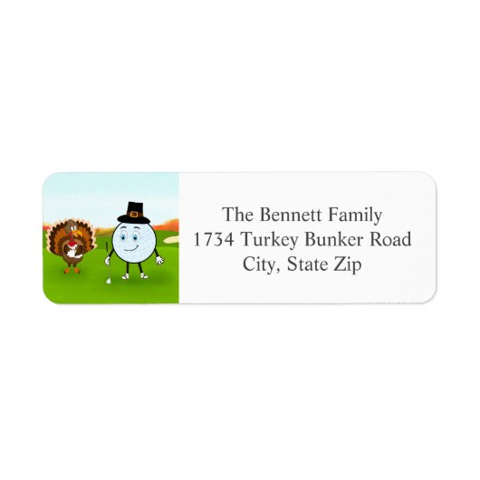 Thanksgiving Golf with Turkey & Golf Ball Etiket (Voorkant)