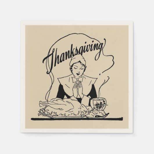  Thanksgiving Grace Beige Paper Napkin Servet (Voorkant)