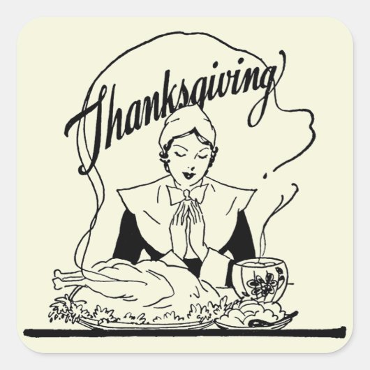  Thanksgiving Grace Beige Vierkante Sticker (Voorkant)