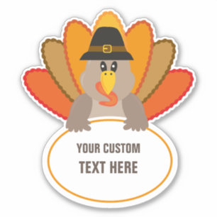 Thanksgiving Grappig Turkije aangepaste tekst sjab Sticker