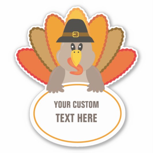 Thanksgiving Grappig Turkije aangepaste tekst sjab Sticker (Voorkant)