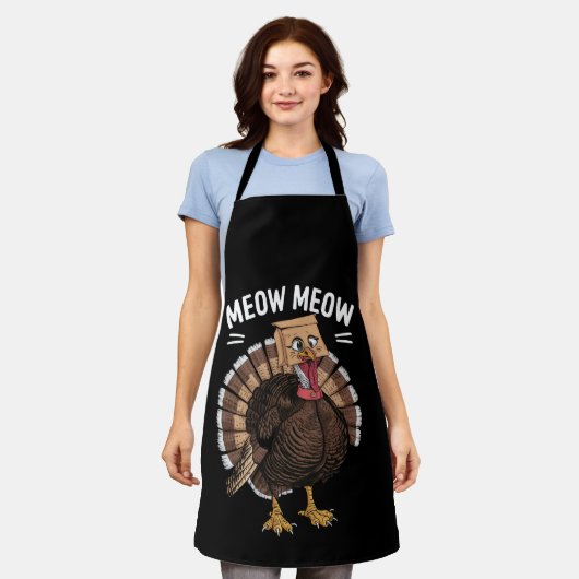 Thanksgiving Grappig Turkije Kat Miauw Herfst Schort (Gedragen)