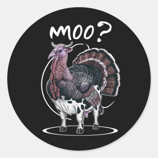 Thanksgiving Grappig Turkije Koe Moo Herfst Ronde Sticker (Voorkant)