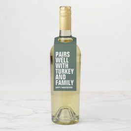 Thanksgiving grappige groene wijn flessenhanger