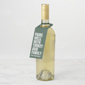 Thanksgiving grappige groene wijn flessenhanger (Schuin)