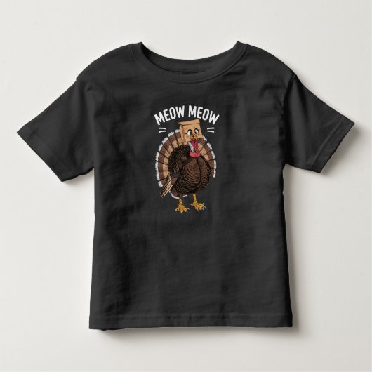 Thanksgiving Grappige Kalkoen Kat Miauw Herfst Kinder Shirts (Voorkant)