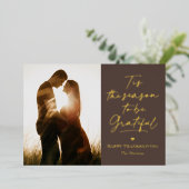 Thanksgiving Grateful Season Folie Folie Feestdagenkaart (Staand Voorkant)