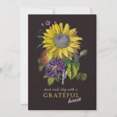 Thanksgiving Grateful  Sunflower Floral Feestdagenkaart (Voorkant)