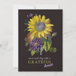 Thanksgiving Grateful  Sunflower Floral Feestdagenkaart