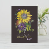 Thanksgiving Grateful  Sunflower Floral Feestdagenkaart (Staand voorkant)