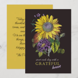 Thanksgiving Grateful Sunflower Floral Feestdagenkaart