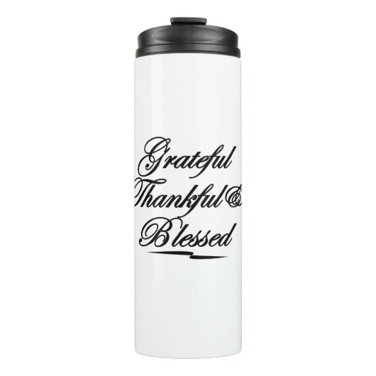 Thanksgiving "Grateful Thankful & Bless" Shirt Thermosbeker (Voorkant)