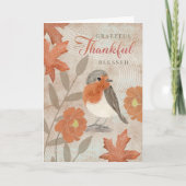 Thanksgiving Grateful Thankful Blessed Robin  Kaart (Voorkant)