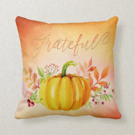 Thanksgiving "Grateful" Waterverven Kussen