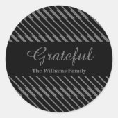 Thanksgiving Grateful Zwart Grijs Lijnen Aangepast Ronde Sticker (Voorkant)