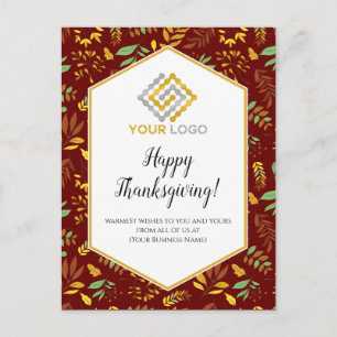 Thanksgiving Greenery Logo Business Postcard Briefkaart