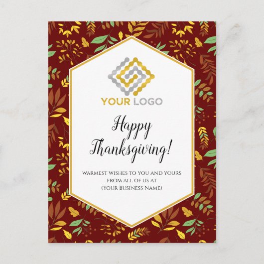 Thanksgiving Greenery Logo Business Postcard Briefkaart (Voorkant)