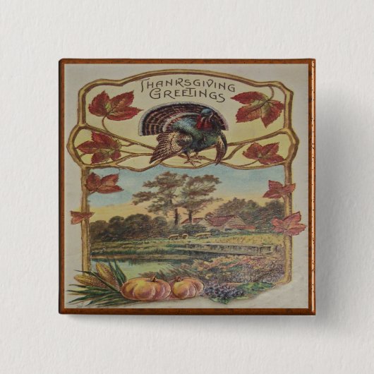  Thanksgiving Greetings Pin Vierkante Button 5,1 Cm (Voorkant)