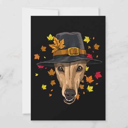 Thanksgiving Greyhound pelgrim kostuum mannen vrou Feestdagenkaart (Voorkant)