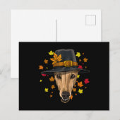 Thanksgiving Greyhound pelgrim kostuum voor mannen Feestdagenkaart (Voorkant / Achterkant)