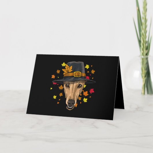 Thanksgiving Greyhound Pilgrim Costume Mannen Vrou Feestdagen Kaart (Voorkant)