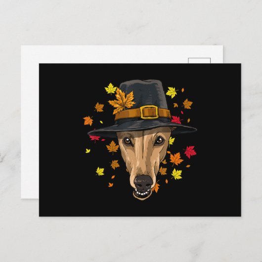 Thanksgiving Greyhound Pilgrim Costume Mannen Vrou Feestdagenkaart (Voorkant / Achterkant)