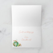 Thanksgiving grijze kat en pompoenen Waterverf Bedankkaart (Binnen)