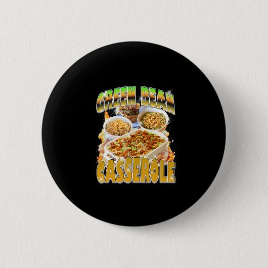 Thanksgiving Groene Boon Casserole Bootleg 90's Ra Ronde Button 5,7 Cm (Voorkant)