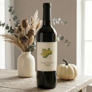 Thanksgiving Groene Esdoorn Wijne fles Etiket