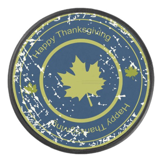 Thanksgiving Groene Maple Leaf, Ice Hockey Puck (Voorkant)