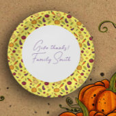 Thanksgiving groenten patroon geel op maat papieren bordje