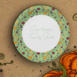 Thanksgiving groenten patroon groen op maat papieren bordje