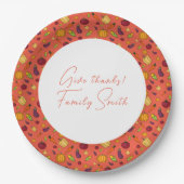 Thanksgiving groentepatroon sinaasappel op maat papieren bordje (Voorkant)