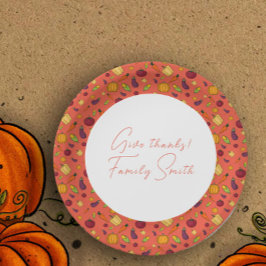 Thanksgiving groentepatroon sinaasappel op maat papieren bordje