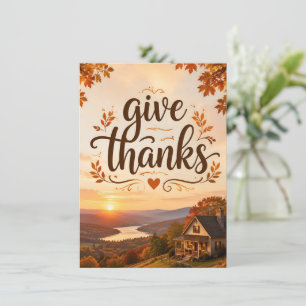 Thanksgiving groet met een achtergrond Flat Card