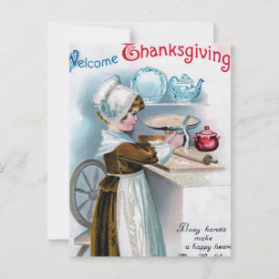  Thanksgiving Groet met Pilgrim Girl Ba Briefkaart
