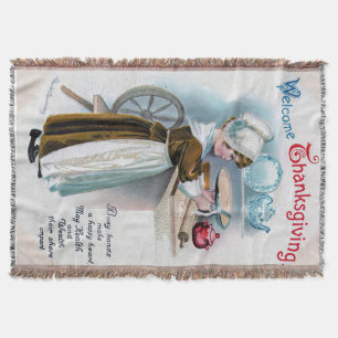 Thanksgiving Groet met Pilgrim Girl Ba Deken