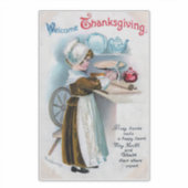  Thanksgiving Groet met Pilgrim Girl Ba Sticker (Voorkant)