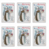 Thanksgiving Groet met Pilgrim Girl Ba Sticker (Voorkant)