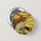  Thanksgiving Groet met Turkije Ronde Button 5,7 Cm (Voorkant /achterkant)