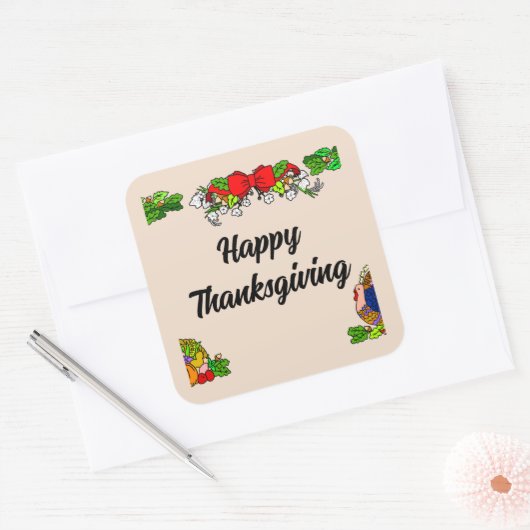 THANKSGIVING GROET VIERKANTE STICKER (Envelop)