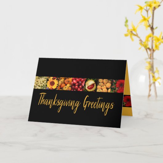 Thanksgiving groeten Colorful Autumn Collage Kaart (Gele Bloem)