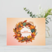 Thanksgiving Groeten Floral Herfst krans Feestdagenkaart (Staand voorkant)