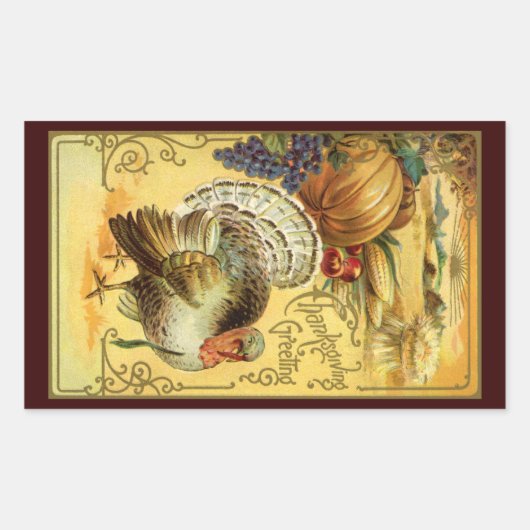  Thanksgiving Groeten met Turkije Rechthoekige Sticker (Voorkant)